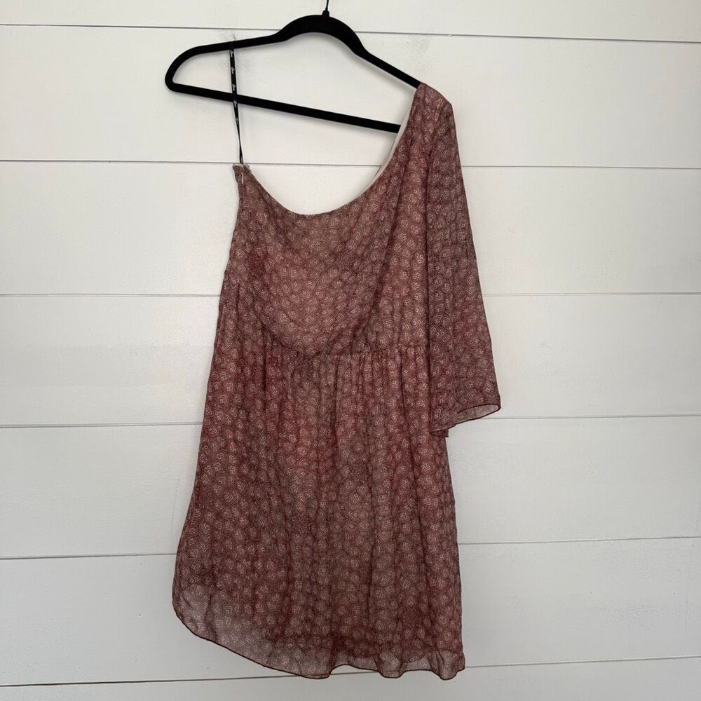 Guess Women’s Large One Shoulder Mini Dress Pink Mauve